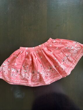 Marie Chantal Coral Pink Floral Bandana-Print Cotton Skirt